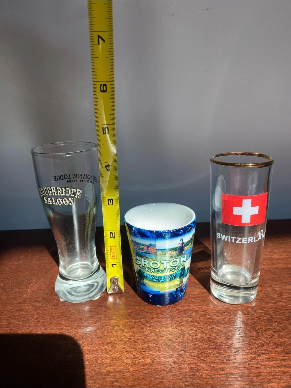 Set of 3 Shot Glasses Switzerland Grand Canyon Groton Connecticut